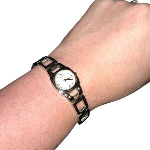 Fossil ES1163 Stainless Steel Bracelet Band Small Round‎ Face Watch 7" WORKING